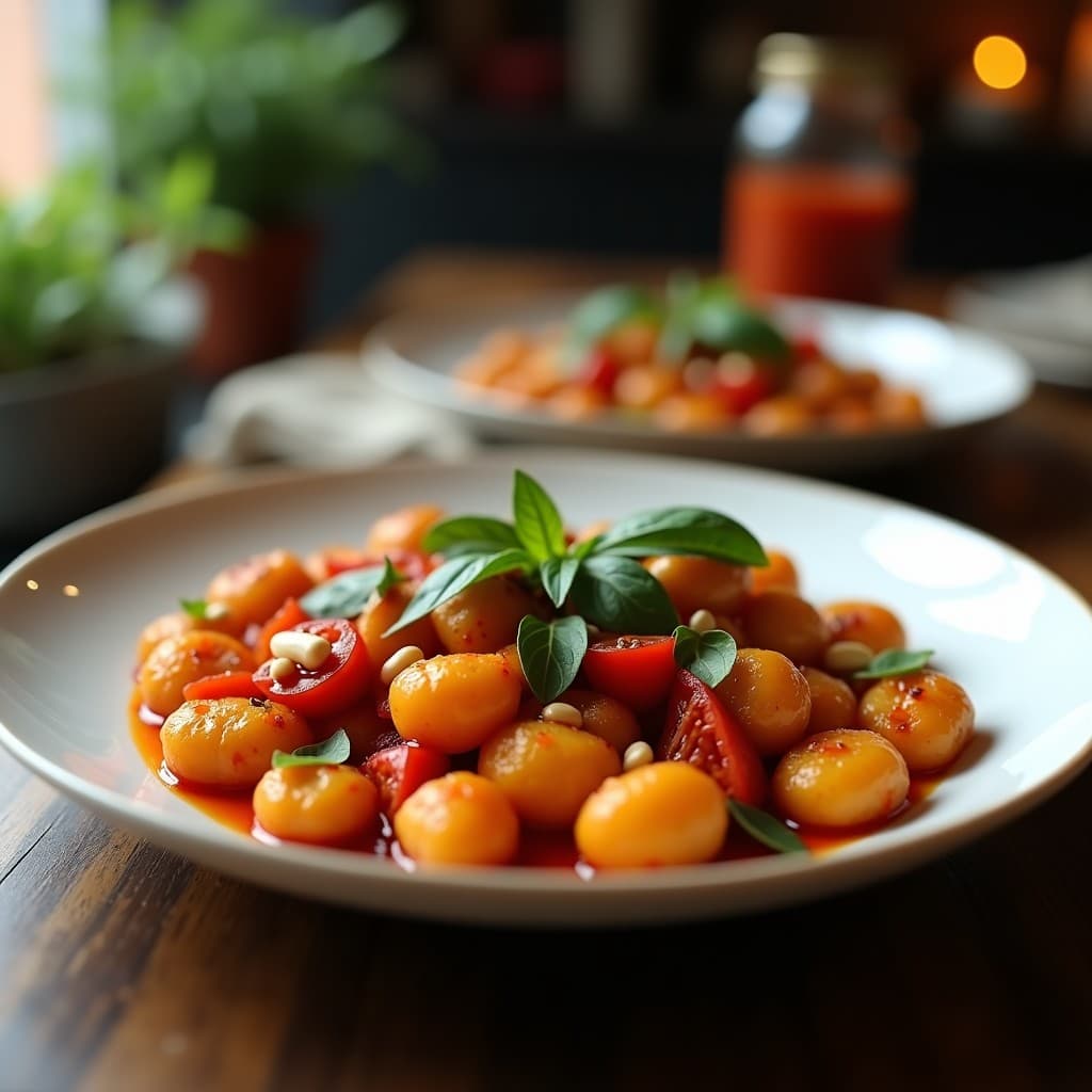Ñoquis de Boniato con Salsa de Pimientos Asados y Ajo: Receta Italiana Sin Gluten en Airfryer