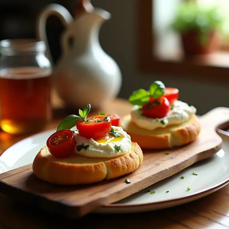nube de queso feta y tomate confit: Aperitivo griego en cloud bread