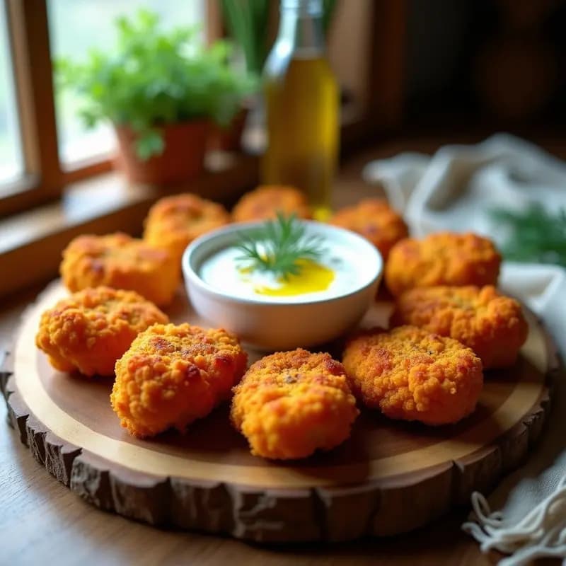 Nuggets de Coliflor con Costra de Especias y Salsa de Yogur Griego: Snack Crujiente y Proteico