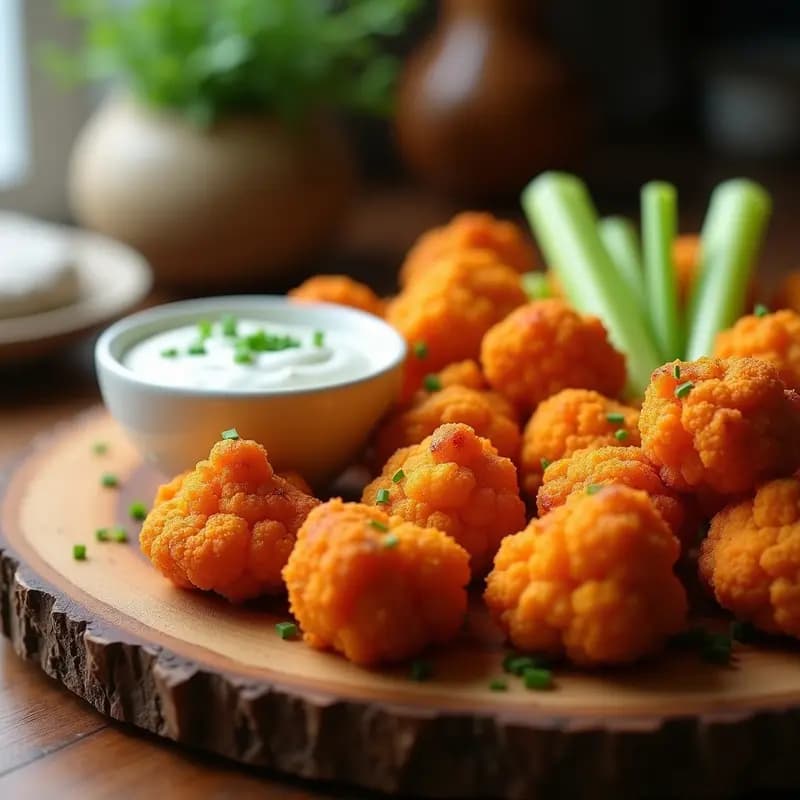 Nuggets de Coliflor con Cobertura de Especias Buffalo y Salsa de Yogur Vegano: Receta Crujiente en Airfryer
