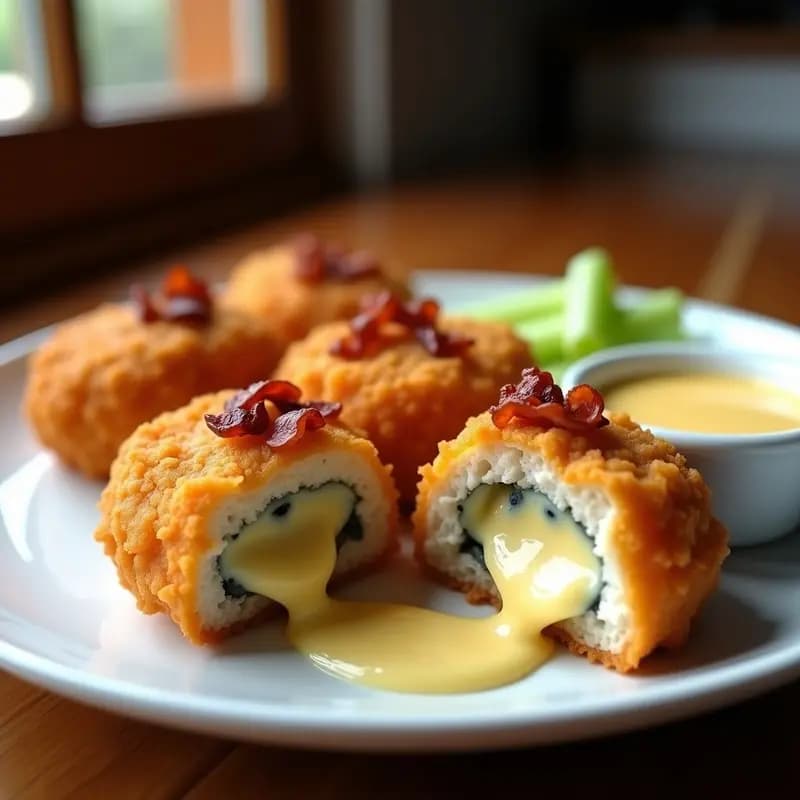 Nuggets de Pollo Crujientes Rellenos de Queso Azul: Receta con Salsa de Bacon Irresistible
