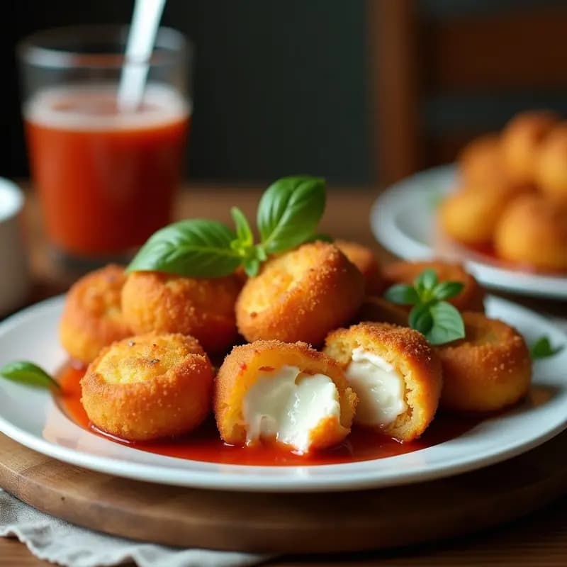 Nuggets de Mozzarella Rellenos de Pepperoni y Queso Azul: Bocados Crujientes que Estallan en la Boca