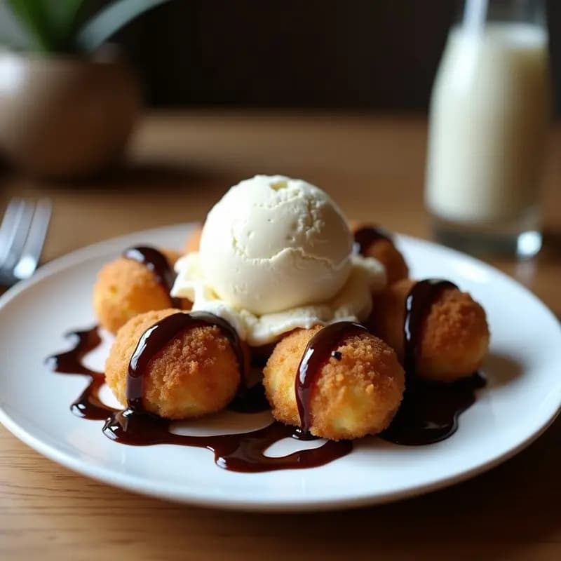 Nuggets de Oreos Empanizados con Helado de Vainilla y Sirope de Chocolate: Postre que Parece Comida