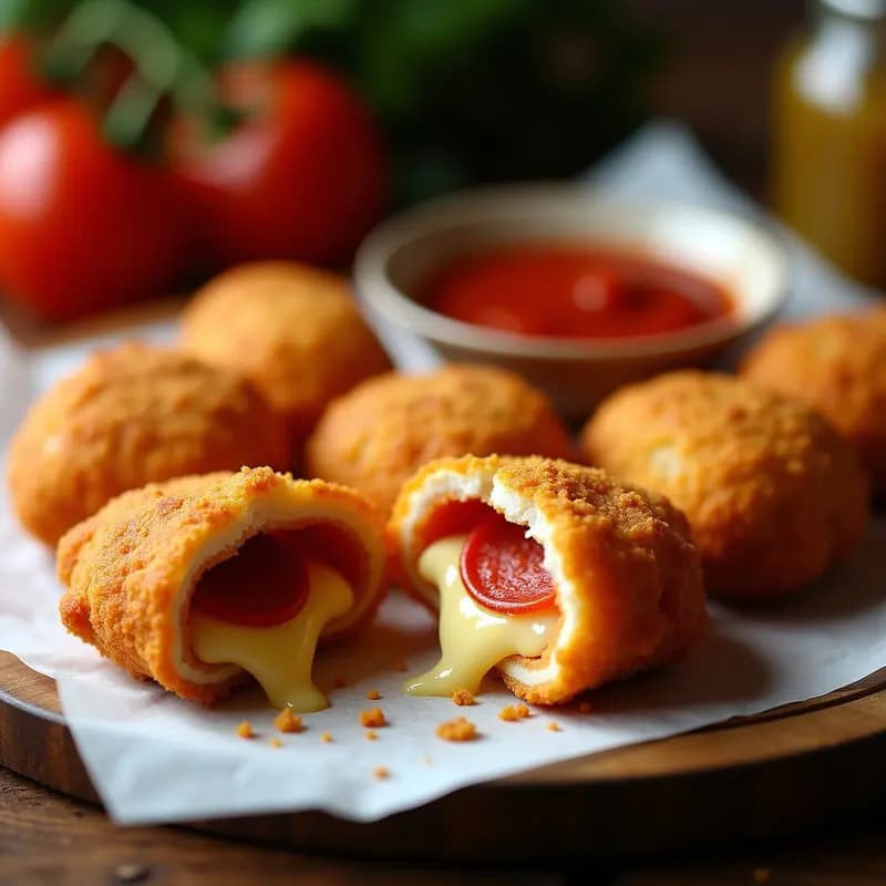 Nuggets de Pizza Rellenos de Mozzarella y Pepperoni: Snack Crujiente para Ver el Fútbol