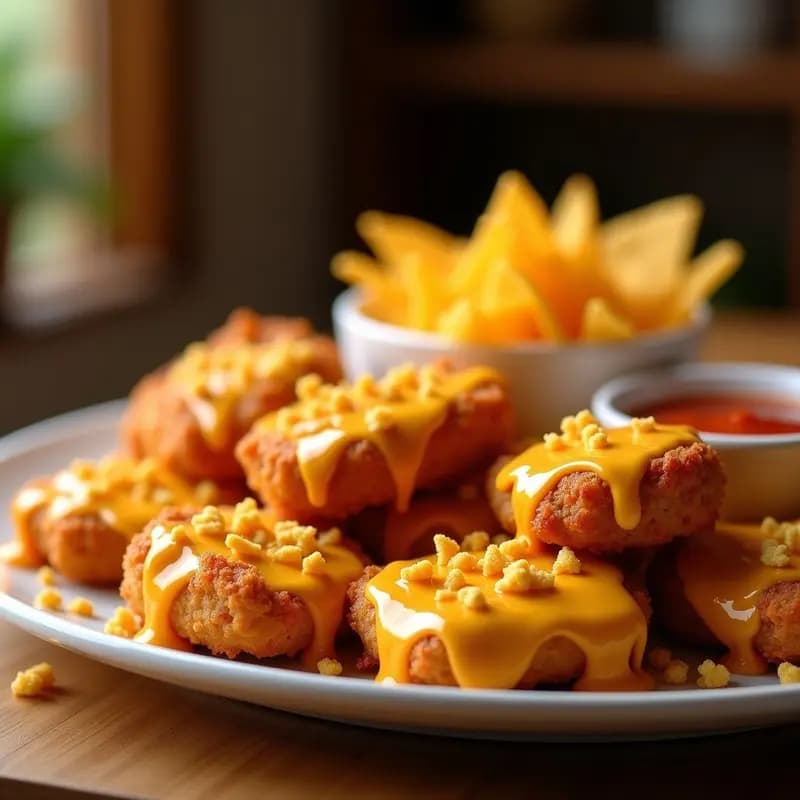 Nuggets de Pollo Crujientes con Cobertura de Doritos y Queso Nacho: Receta Mexicana para Freír o Airfryer