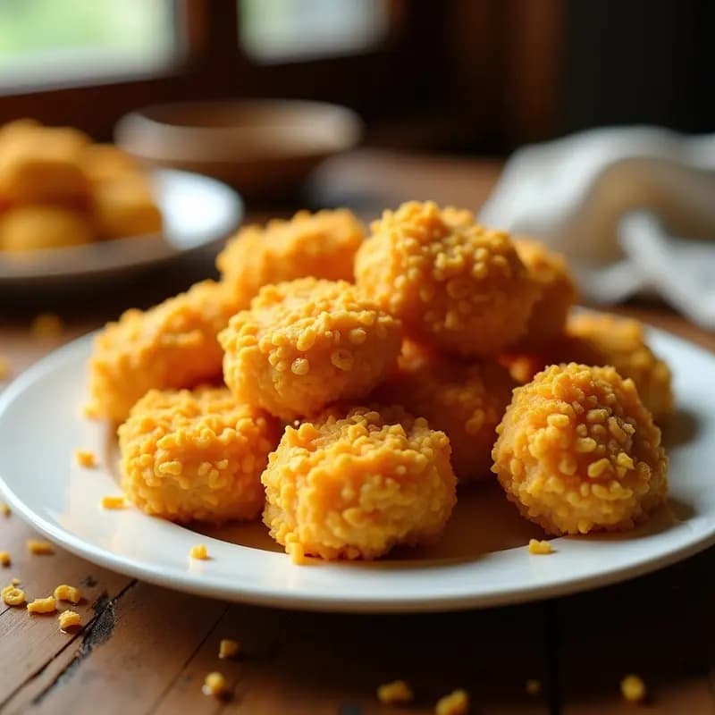 Nuggets de Pollo Empanizados con Corn Flakes y Miel: Cruzientes y Dulces a la Vez
