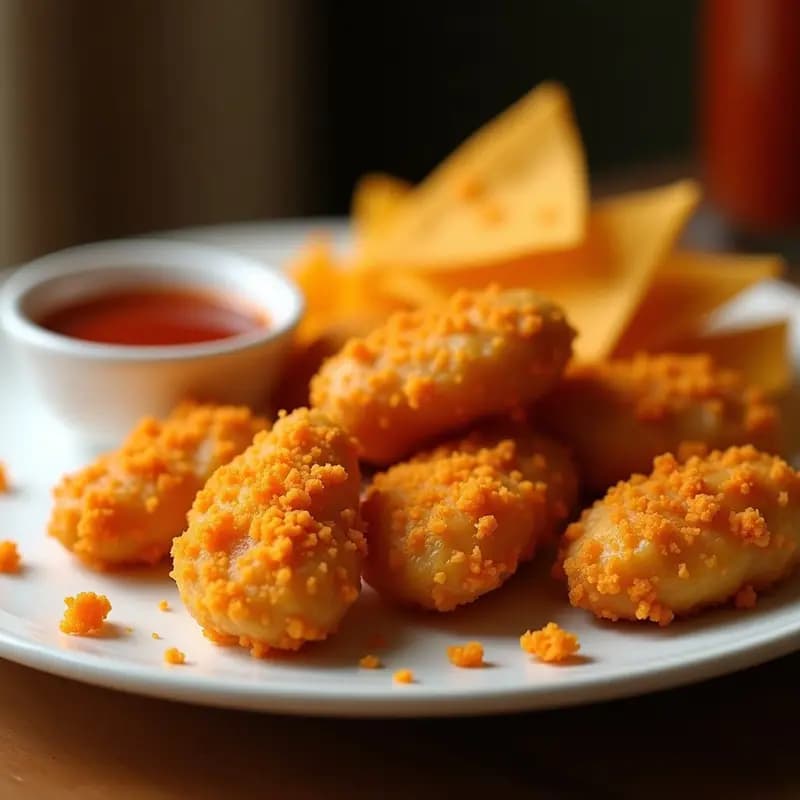 Nuggets de Pollo Empanizados en Doritos Nacho: Snack Crujiente con un Toque Picante