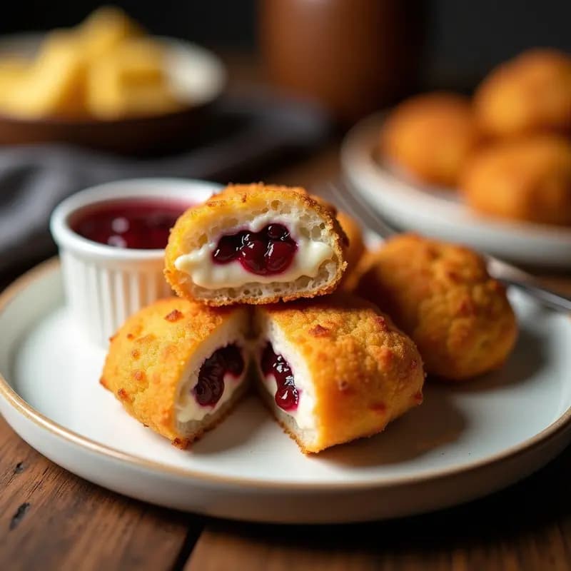 Nuggets de Pollo Rellenos de Queso Azul y Mermelada de Arándanos: Explosión de Sabores