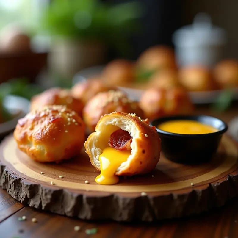 Nuggets de Pollo Rellenos de Queso Cheddar y Bacon Envuelto en Masa de Hojaldre: Bocados que Explotan de Sabor
