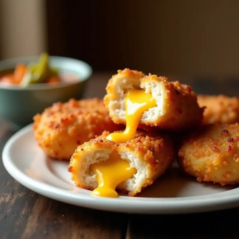 Nuggets de Pollo Rellenos de Queso Cheddar y Jalapeños: Explosión de Queso en Cada Bocado