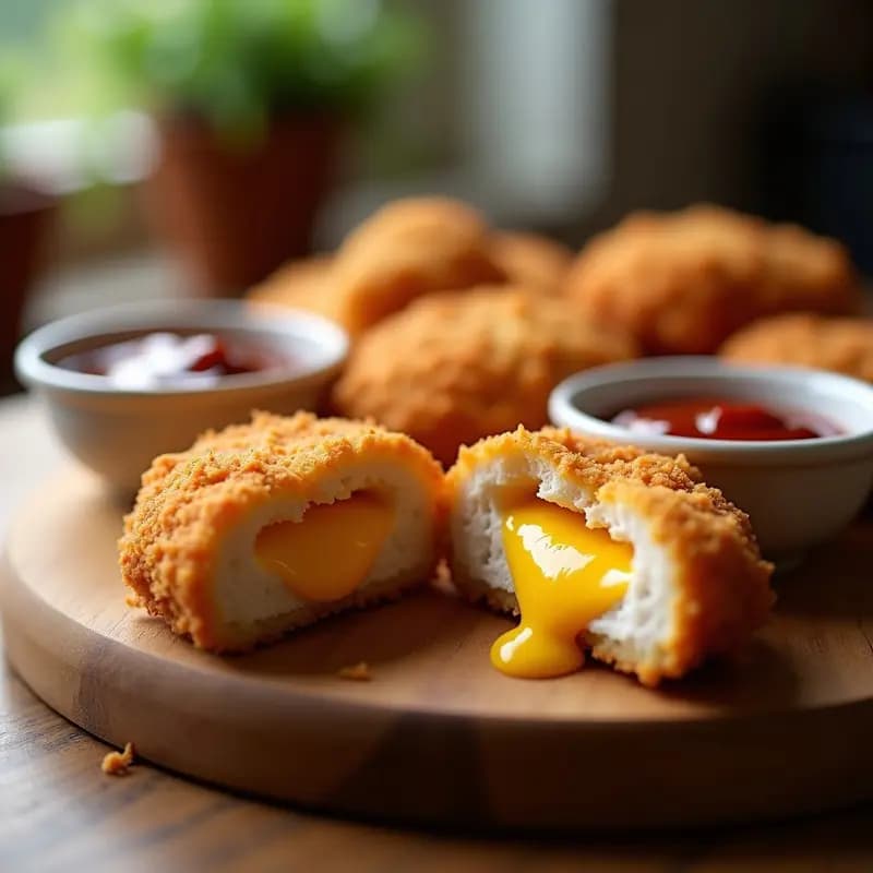 Nuggets de Pollo Rellenos de Queso Cheddar: Fritura en Airfryer para Niños