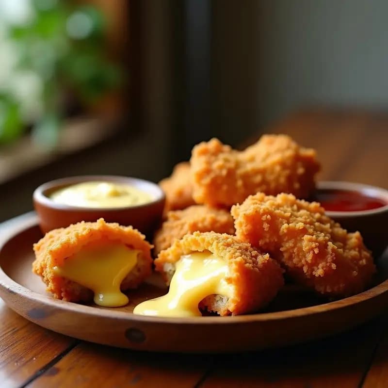 Nuggets de Pollo Rellenos de Queso Cheddar y Mantequilla de Maní: Receta Frita para Antojos Extremos
