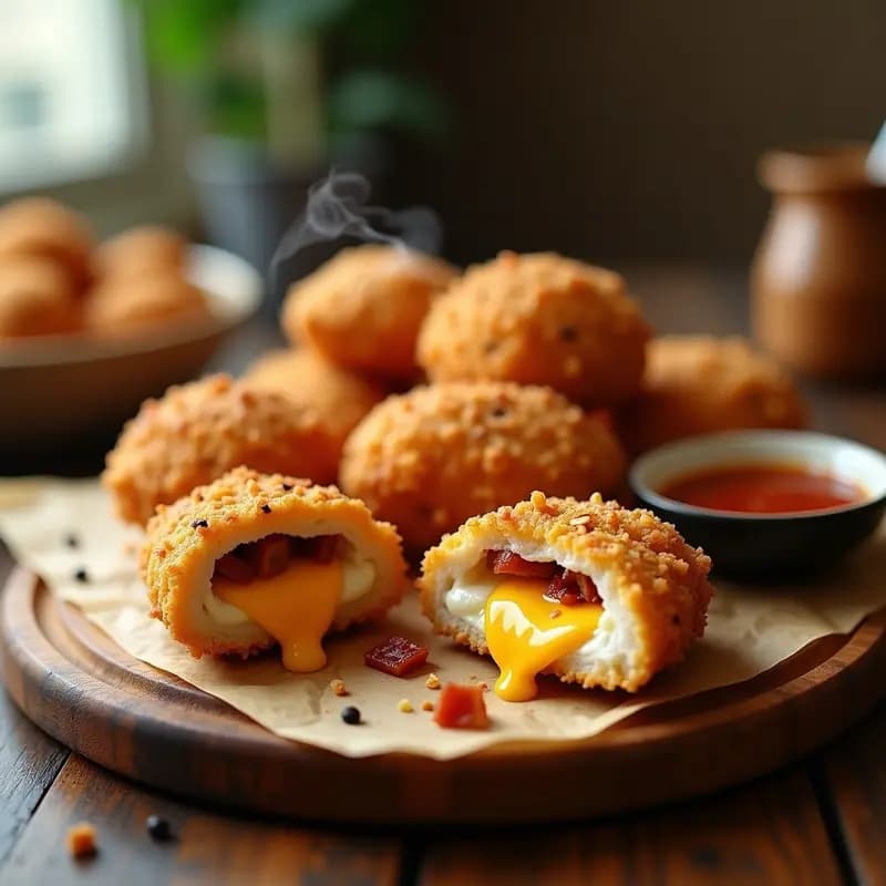 Nuggets de Pollo Rellenos de Queso Mozzarella y Tocino: Bocados Explosivos para una Cena Indulgente