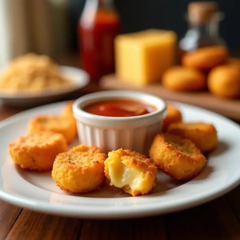Nuggets de Queso Cheddar con Salsa de Miel y Chile: Aperitivo Frito que Enamora