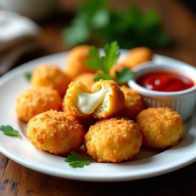 Nuggets de Queso Mozzarella Empanizados en Pan rallado con Panko: Crujientes por Fuera, Líquidos por Dentro