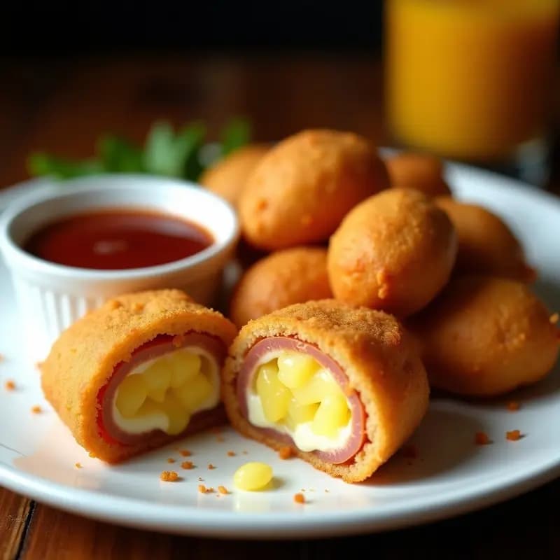 Nuggets de Queso Mozzarella Rellenos de Jamón y Piña: snacks Crujientes para Fiesta