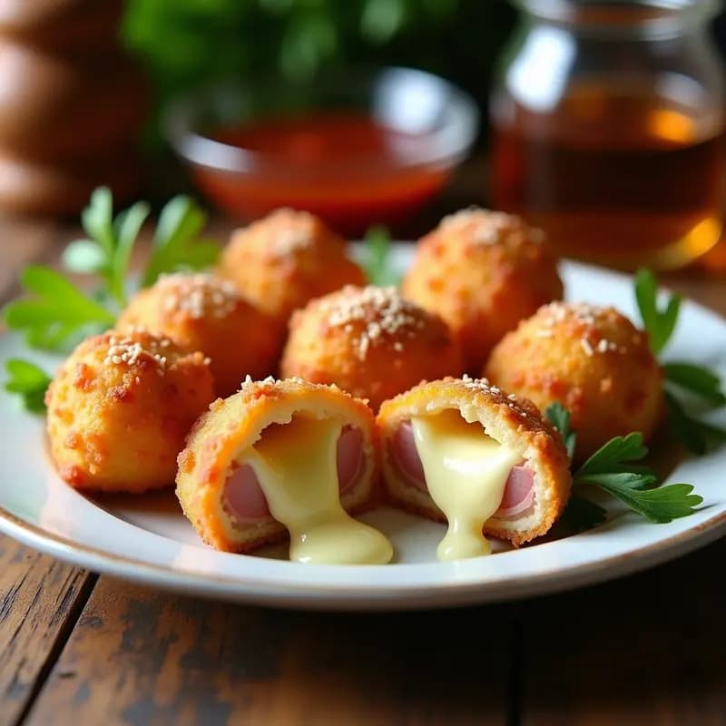 Nuggets de Queso Mozzarella Rellenos de Jamón: Receta Italiana Frita y Explosiva