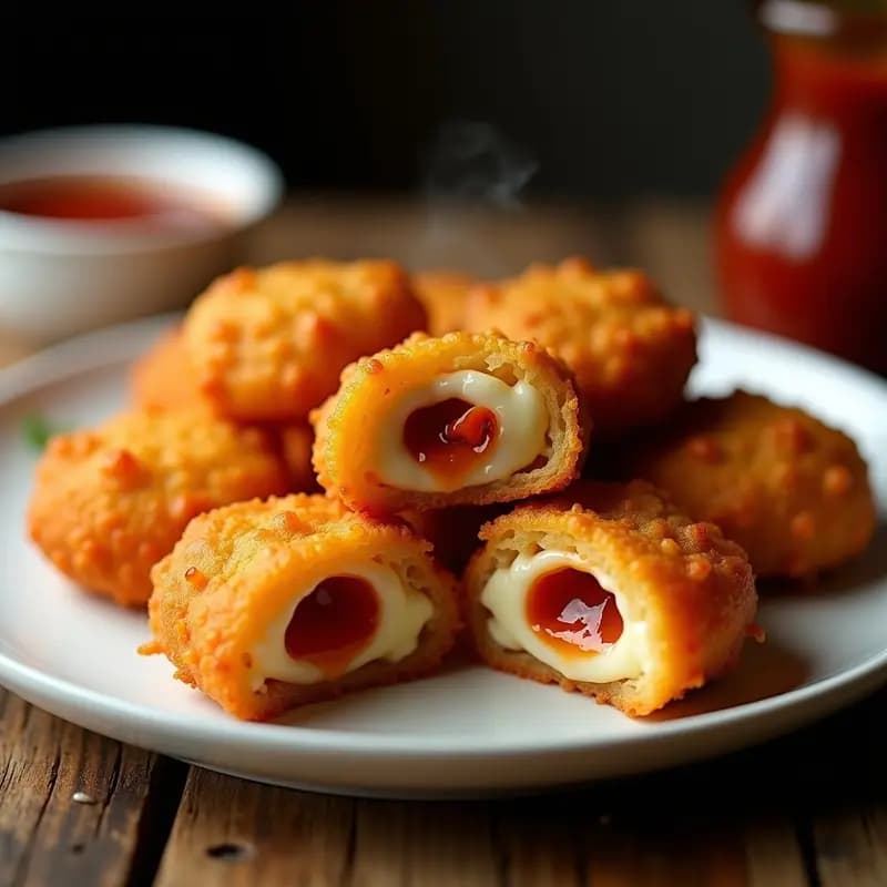 Nuggets de Queso Mozzarella Rellenos de Pepperoni: Crunch Extremo para Amantes del Queso