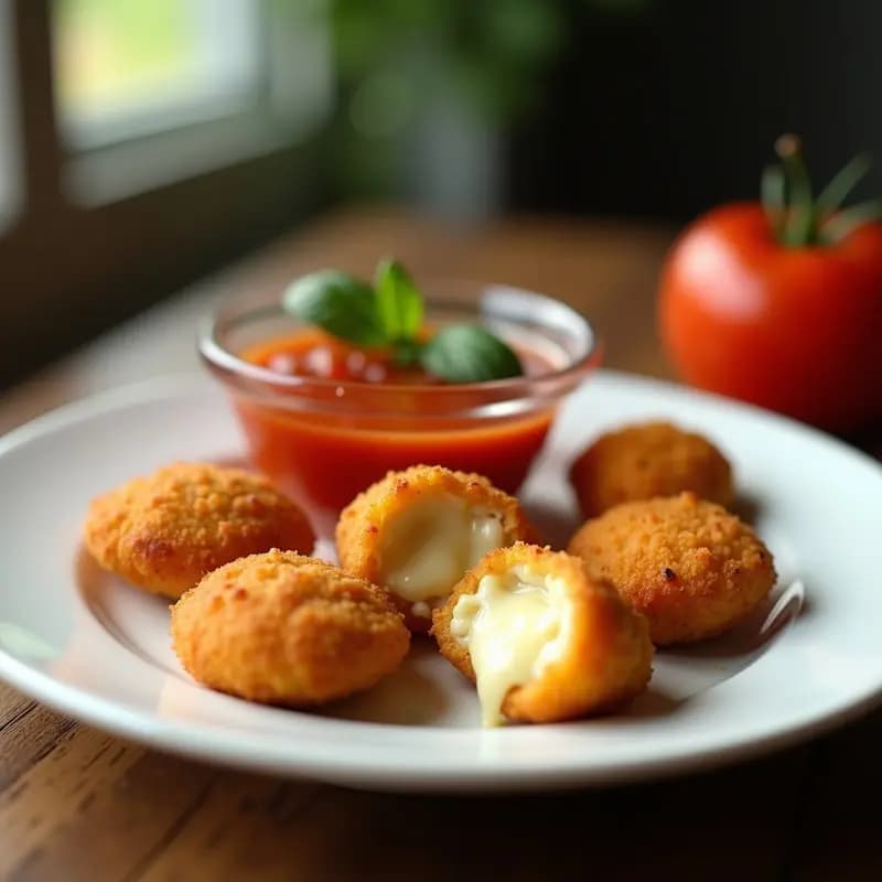Nuggets de Queso Mozzarella con Salsa de Tomate y Albahaca: Receta Italiana en Airfryer