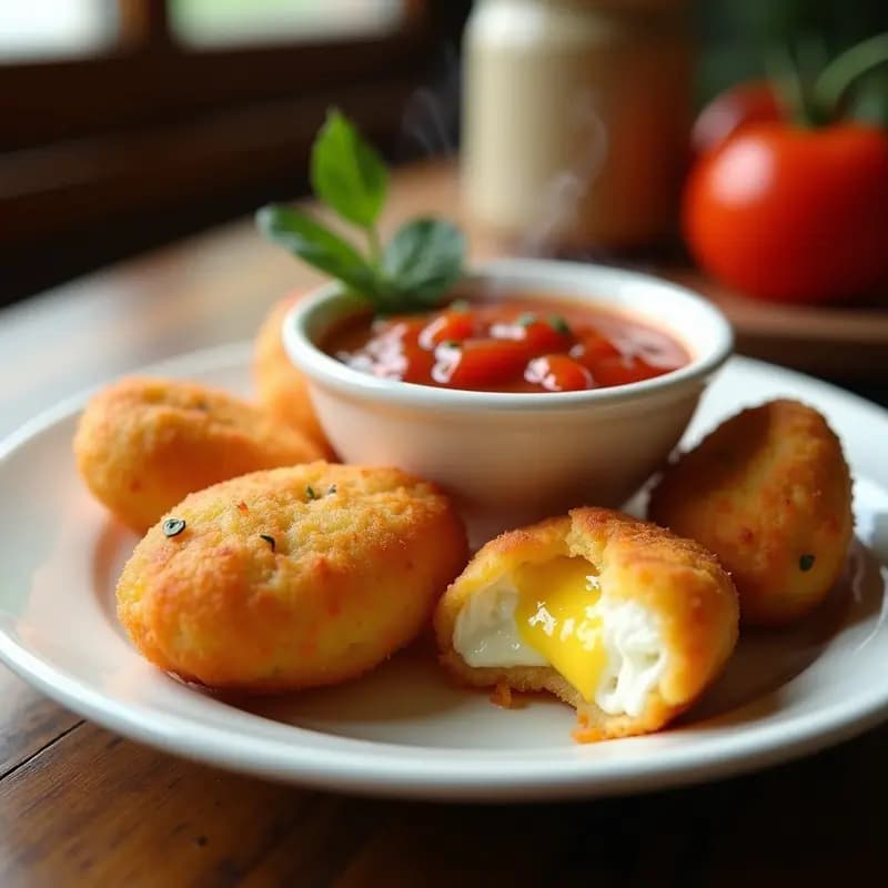 Nuggets de Queso Mozzarella con Salsa de Tomate Picante y Miel: Snack Fundente y Adictivo