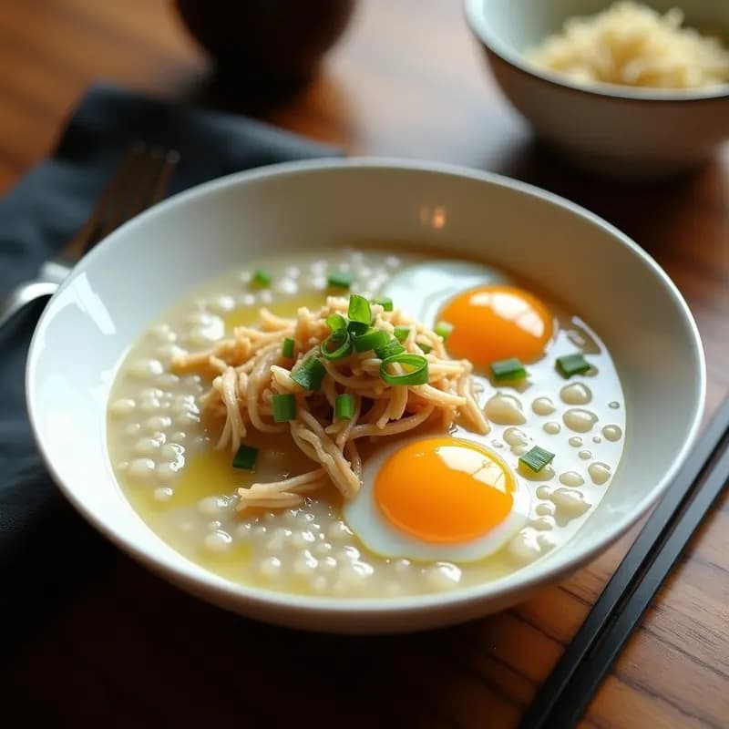 Okayu Japonés con Jengibre y Pollo Desmenuzado: Receta de Arroz Confortable y Digestiva