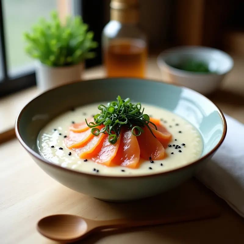 Okayu Japonés con Salmón Ahumado y Algas Wakame: Receta Reconfortante y Keto