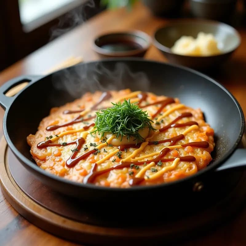 Okonomiyaki Japonés con Col y Gambero: Receta en Sartén Alta en Proteína