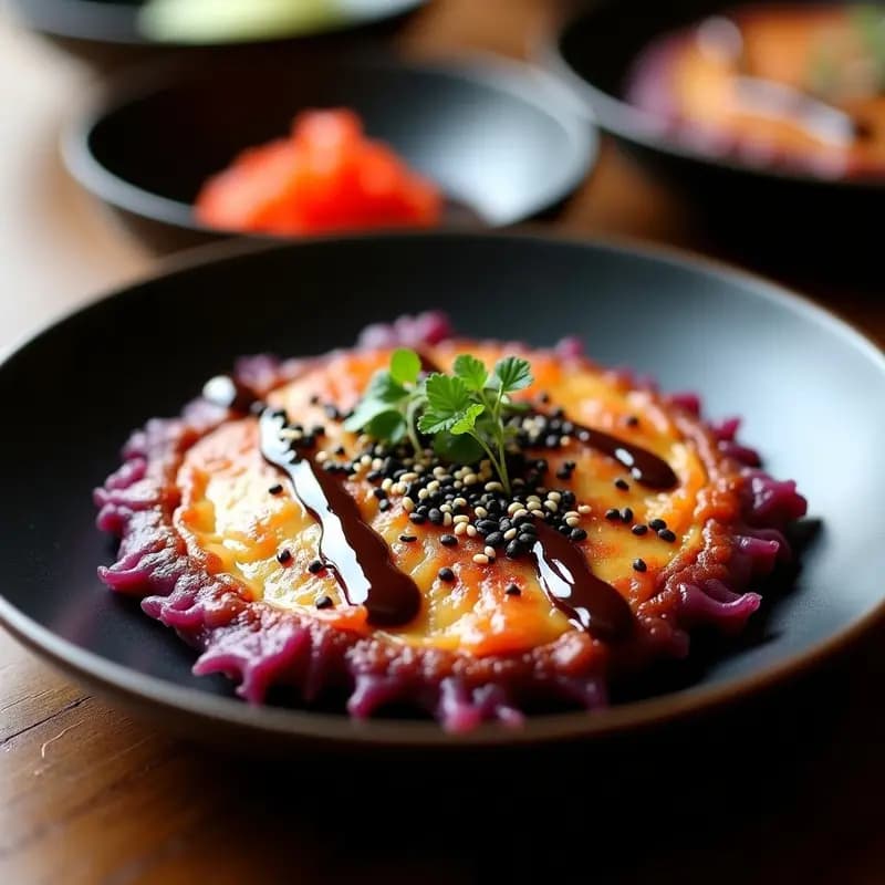 Okonomiyaki Japonés con Col Morada y lnvita de Sésamo: Receta de Desayuno o Cena Versátil