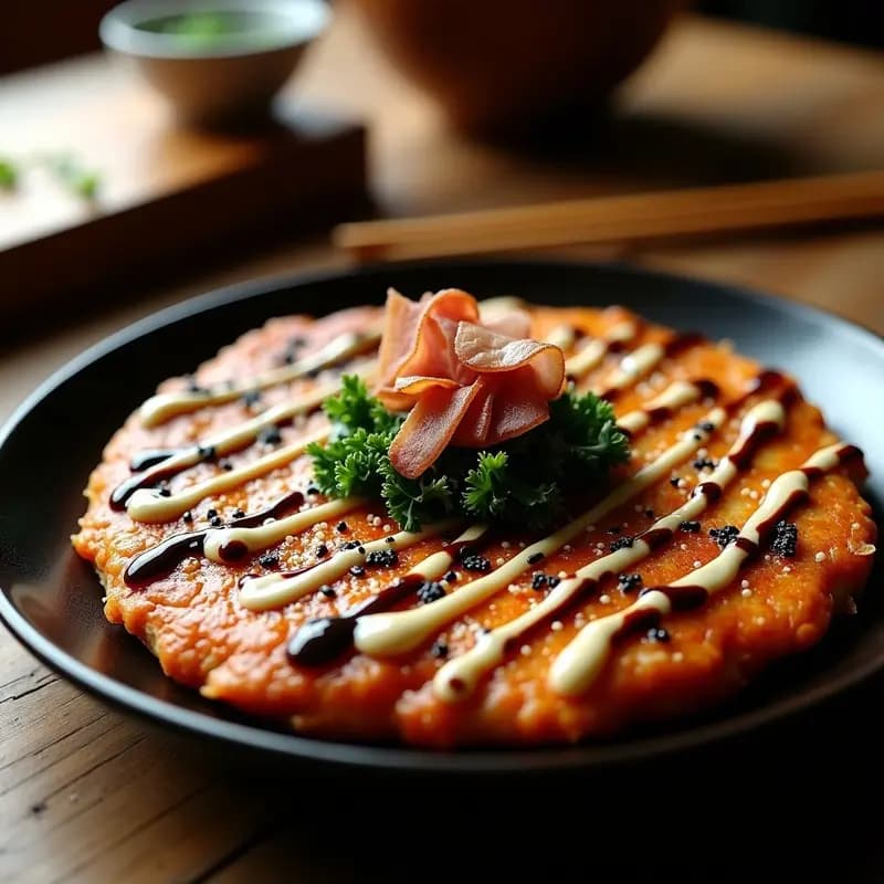 Okonomiyaki Japonés de Col Rizada y Bacon: Receta de Osaka Versátil y Reconfortante