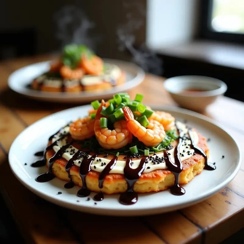 Okonomiyaki de Col Rizada y Gambas: Receta Japonesa Baja en Carbohidratos