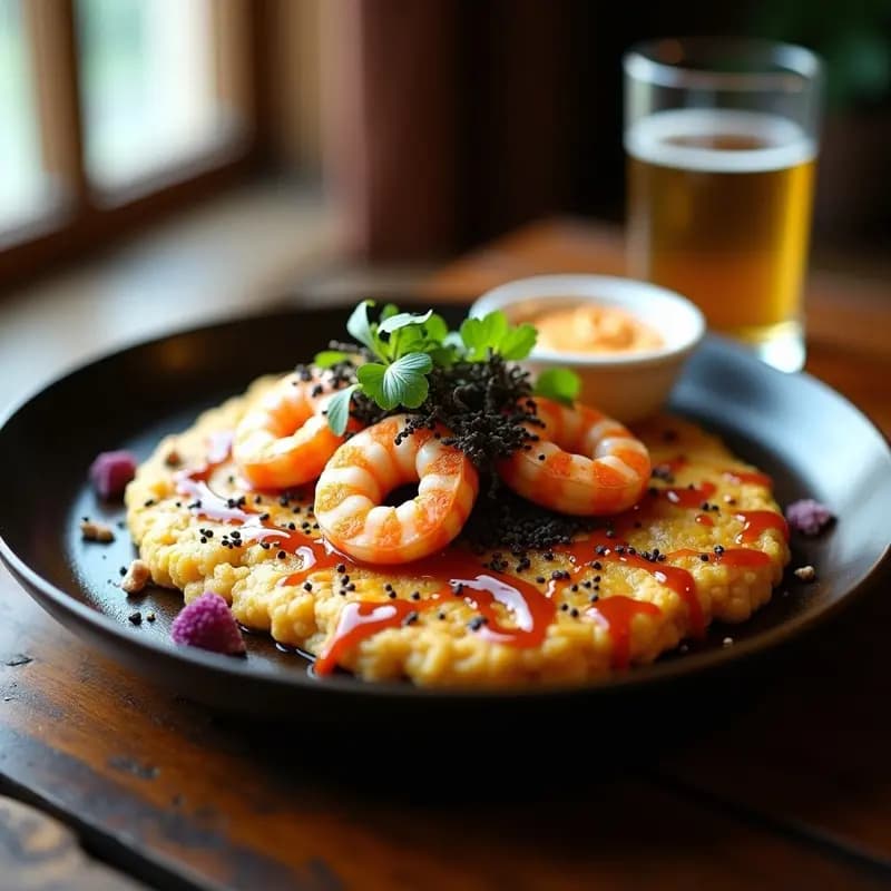 Okonomiyaki de Coliflor y Camarón: Tortilla Japonesa Low-Carb con Salsa Umami