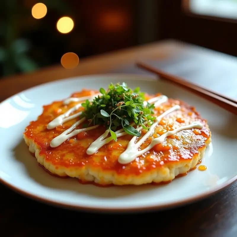 Okonomiyaki de Coliflor y Camarones: Panqueque Japonés Low Carb en Airfryer
