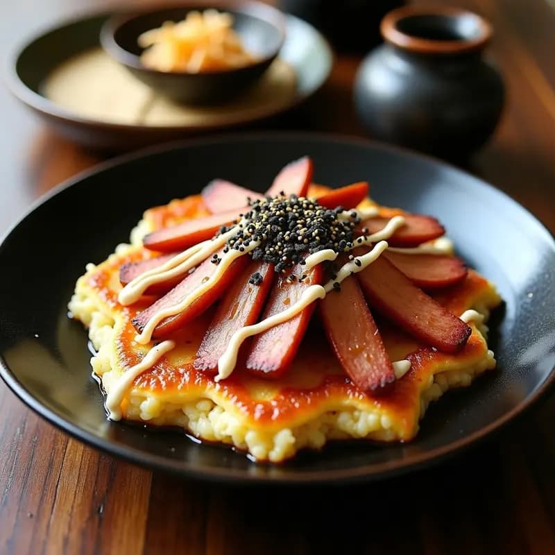 Okonomiyaki de Coliflor y Cerdo Belly: Receta Japonesa Low Carb con Salsa Teriyaki