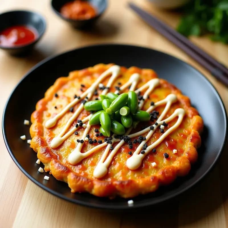 Okonomiyaki de Coliflor y Edamame: Tortilla Japonesa Vegana y Sin Harina