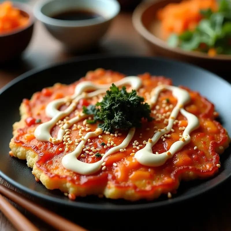 Okonomiyaki Japonés de Coliflor y Kimchi: Receta Keto y Sin Harina en Sartén