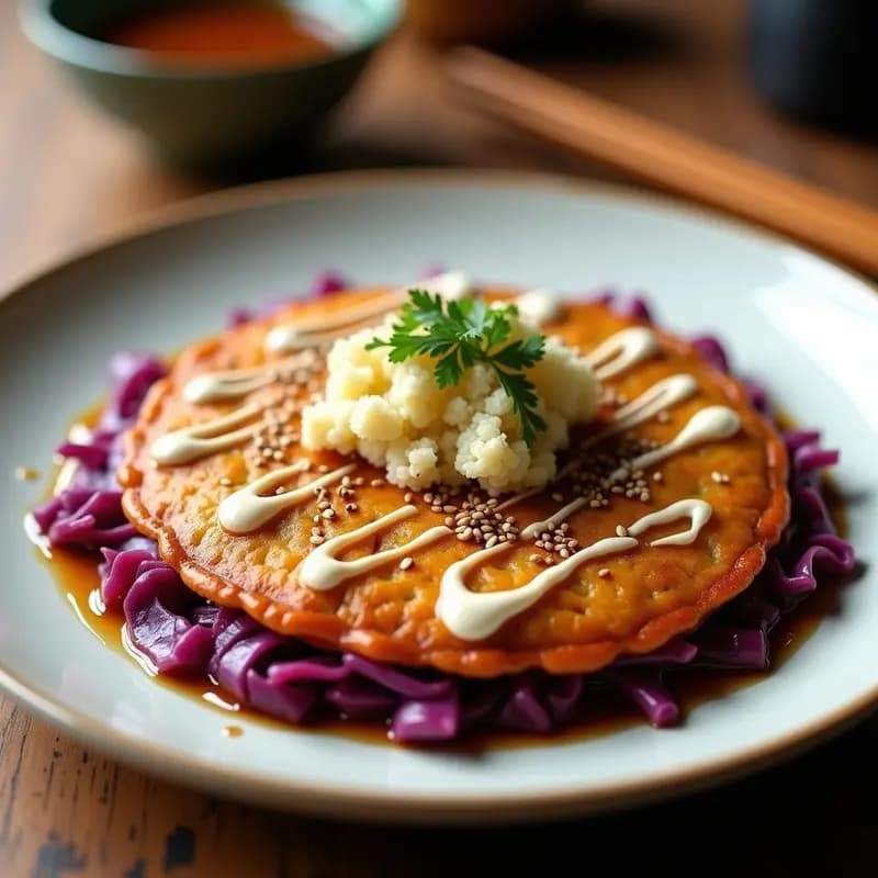 Okonomiyaki de Coliflor y Repollo Morado: Versión Baja en Carbohidratos en Airfryer