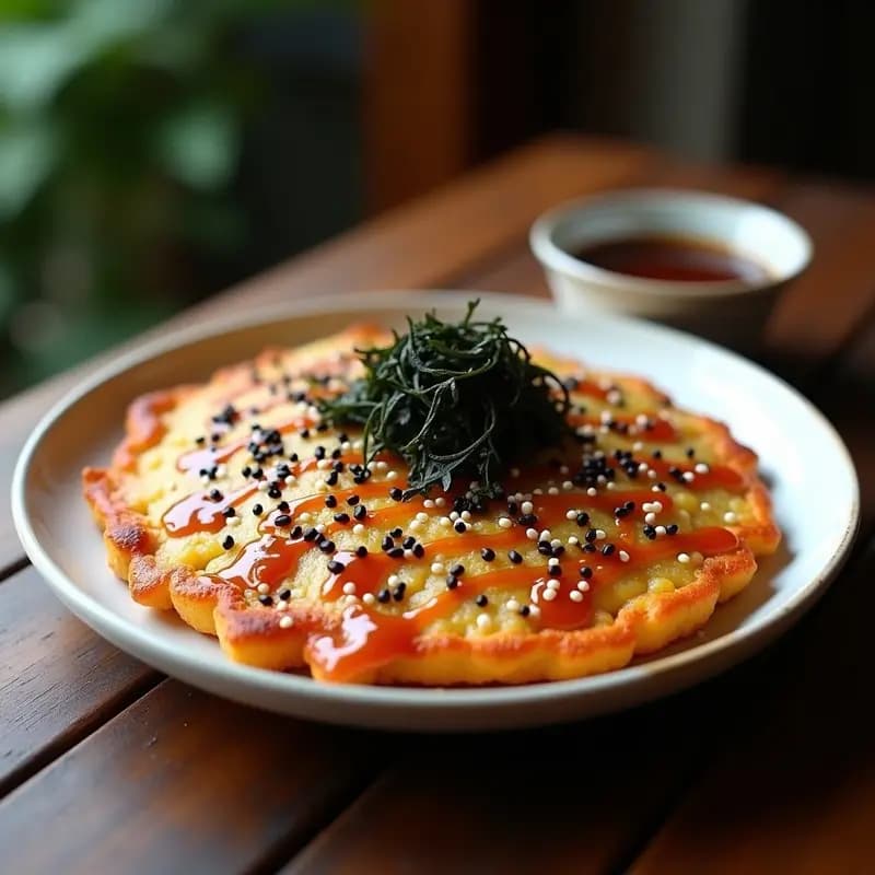 Okonomiyaki de Coliflor y Tofu con Salsa Teriyaki: Receta Japonesa Keto y Vegana