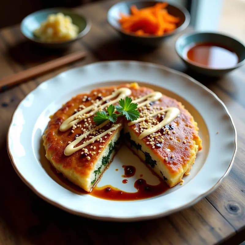 Okonomiyaki Japonés de Col Rizada y Tofu: Receta Salada en Sartén Sin Gluten