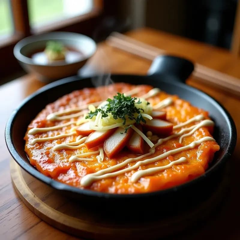 Okonomiyaki Japonés con Repollo y Cerdo:-receta Callejera Crujiente en Sartén