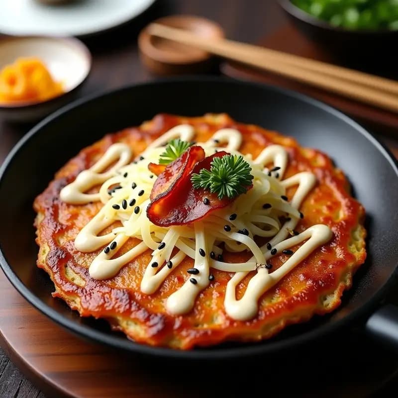 Okonomiyaki Japones con Repollo y Bacon de Tempeh: Receta Vegana y Crujiente
