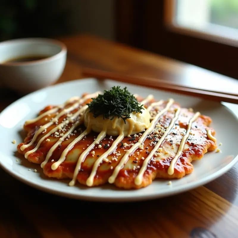 Okonomiyaki con Repollo y Cerdo: Tortilla Japonesa Salada y Versátil