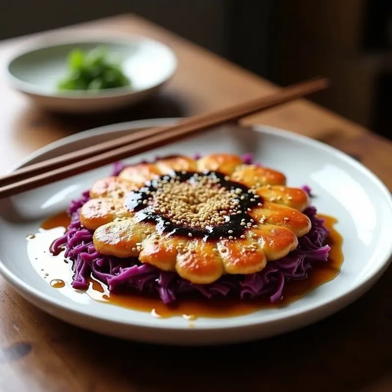 Okonomiyaki de Repollo y Hongos Shitake: Tortilla Japonesa Vegana y Crujiente en Airfryer