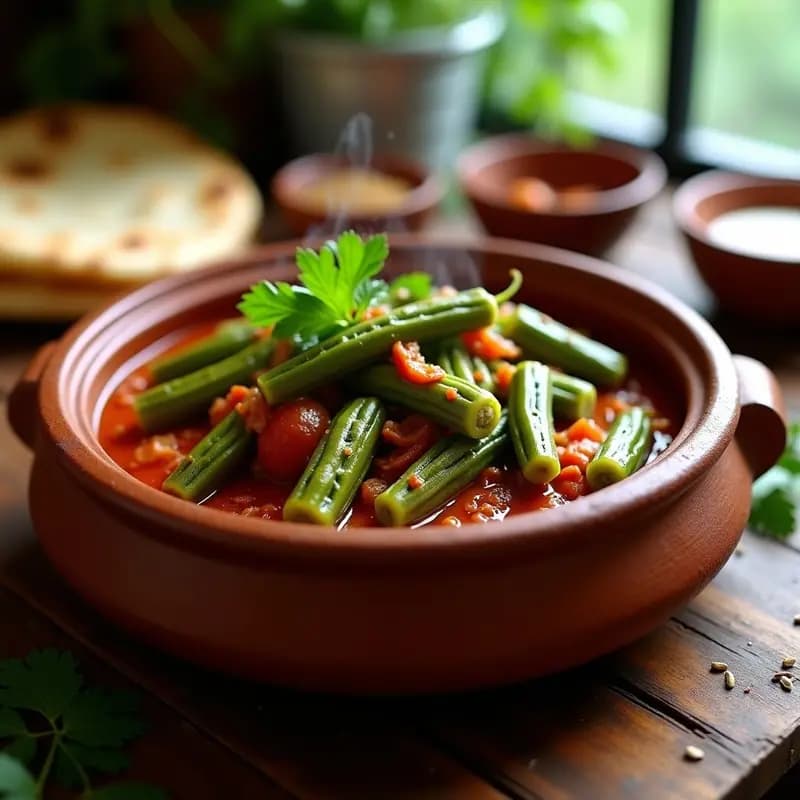 Okra Estofada con Tomate y Cebolla: Receta Indopaki Vegetariana y Vegana
