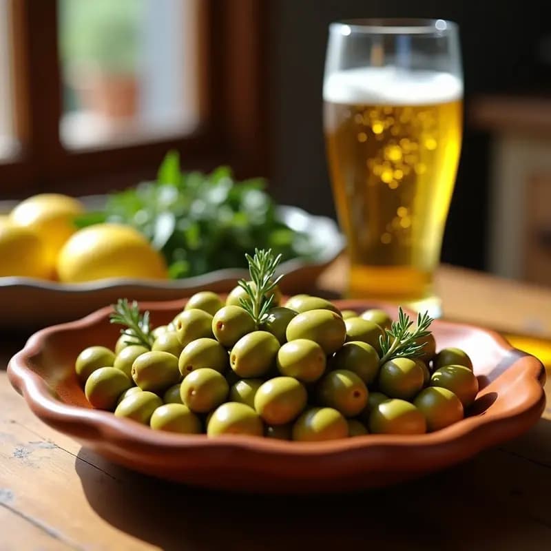 Olivas Aliñadas al Estilo Sevillano con Limón y Tomillo: Receta para Acompañar Cerveza