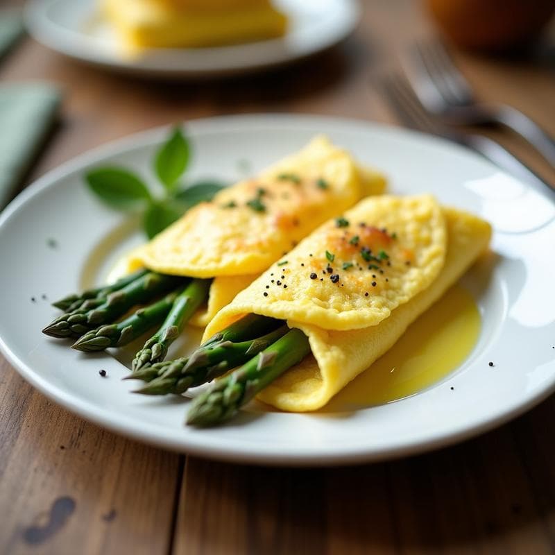Omelette de Claras con Espárragos y Queso Vegano: Desayuno Alta en Proteína en 10 Minutos