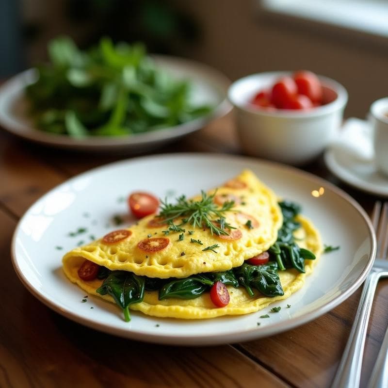 Omelette de Espinacas y Queso de Cabra con Hierbas Provenzales: Desayuno Alto en Proteínas
