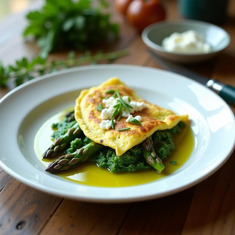 Omelette de Espirulina y Espárragos: Desayuno Keto Alta en Proteína y Antioxidantes