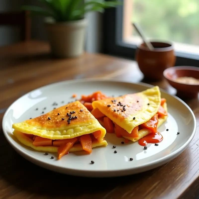 Omelette de Kimchi y Queso Cheddar: Desayuno Coreano-Fusión en 10 Minutos