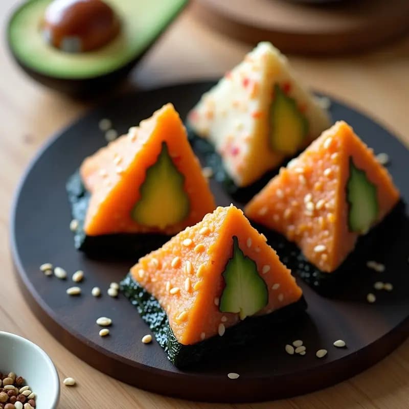 Onigiri de Aguacate y Kimchi: Bocado Japonés Vegano para Llevar