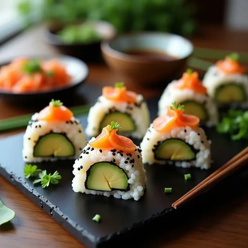 Onigiri de Aguacate y Salmón Ahumado: Bocaditos Japoneses Rápidos y Saludables